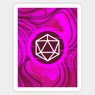 Pink Glitch Polyhedral D20 Dice Tabletop RPG Sticker